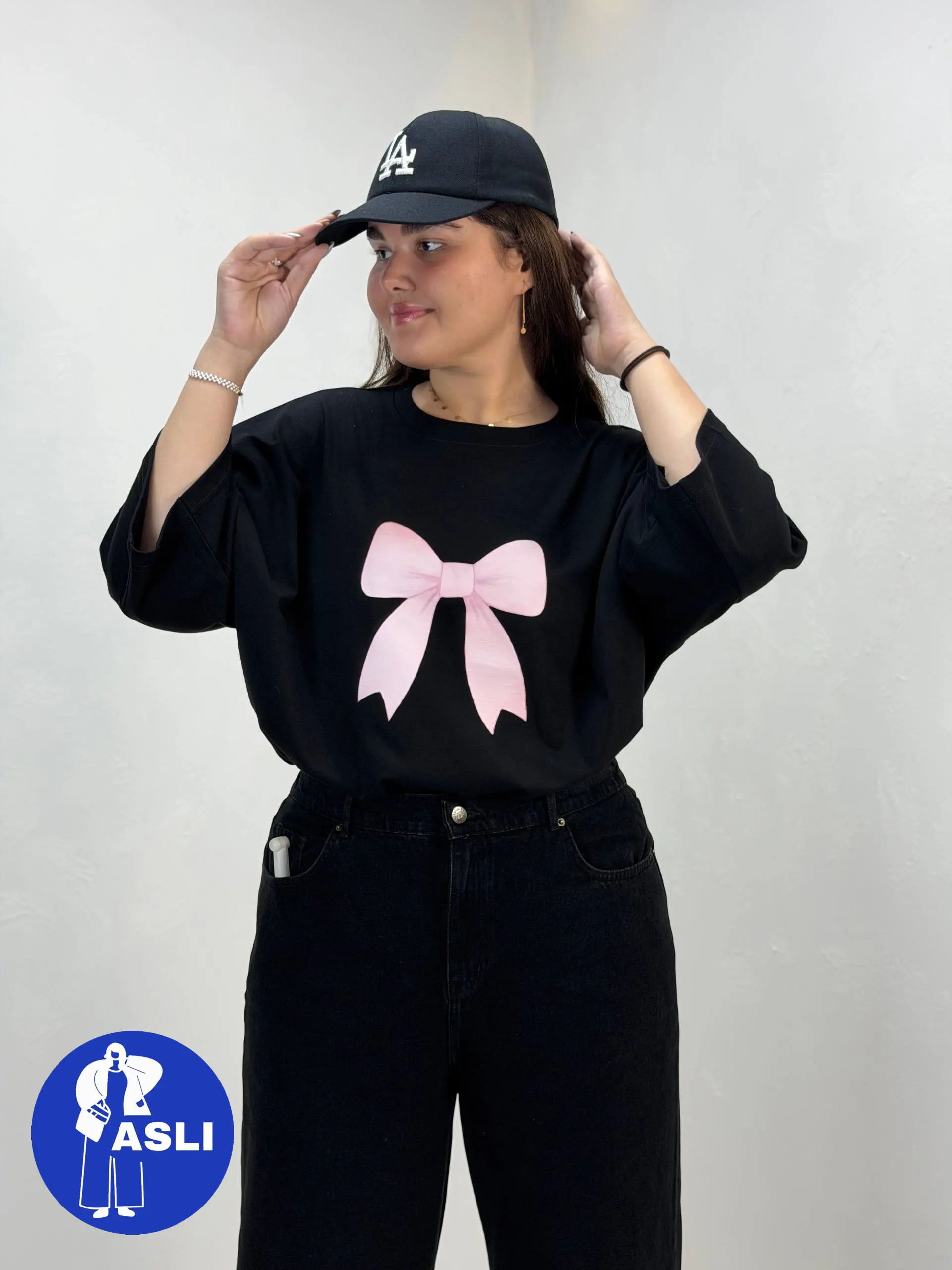 تیشرت باکسی سایز بزرگ pink bow